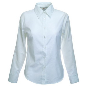   New Lady-fit Long Sleeve Oxford Shirt, ._S, 70% /, 30% / Fruit of the Loom