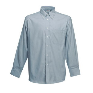   New Long Sleeve Oxford Shirt, oxford grey_L, 70% /, 30% / Fruit of the Loom