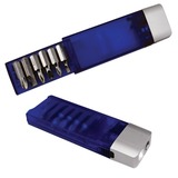 Набор универсальный отверток с фонариком; синий с серебристым; 9,8х3,2х1,8 см и набор с фонариком