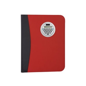 Фото Папка для документов с блокнотом и поворачивающимся калькулятором, красная