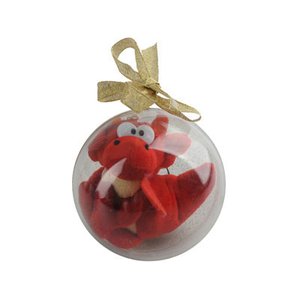 Фото Тканевый новогодний подарок : мягкая игрушка "ДРАКОН" в футляре виде елочного шара
