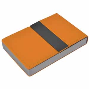 Фото Визитница "Меридиан"; оранжевый; 9,5х6,4х1,6 см; иск. кожа, металл