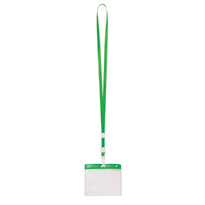 Фото Ланъярд с держателем для бейджа; зеленый; 11,2х48,5х0,5 см; полиэстер, пластик