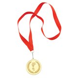 Медаль наградная на ленте Золото; 48 см., D=5см.; текстиль, металл