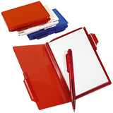 Блокнот для записей с ручкой,красный, 10,5х7,9х1,1 см, пластик, тампопечать