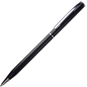 Фото Черная ручка из металла SLIM шариковая, хром