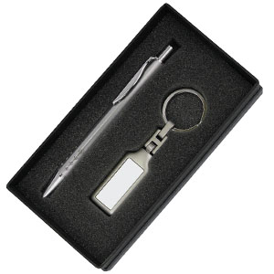 Фото Набор: брелок, шариковая ручка, 9,5х16,5х3 см, металл/ лазерная гравировка