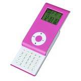 Изображение Раздвижной калькулятор с календарем и часами, розовый, 9,6х5х1,4 см, пластик/ тампопечать из каталога Хэппи Гифтс