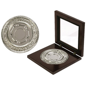 Фото Наградная медаль Серебро в подарочных коробках, 12х12х2,2 см, d=8,7 см, металл, дерево, стекло