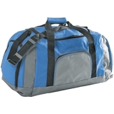 Дорожная сумка, серая с голубым, 60х28х34 см, нейлон/ шелкография