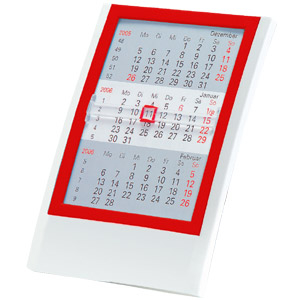 Фото Календарь настольный на 2 года, бело-красный, 12,5х16 см, пластик/ шелкография, тампопечать «WALZ»