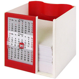 Календарь на год настольный с кубариком, бело-красный, 10х10х10см, пластик/шелкография,тампопечать