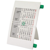 Календарь с логотипом настольный на 2 года, бело-зеленый, 18х11 см, пластик/ шелкография, тампопечать
