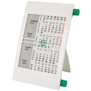 Фото Календарь настольный на 2 года, бело-зеленый, 18х11 см, пластик/ шелкография, тампопечать «WALZ»