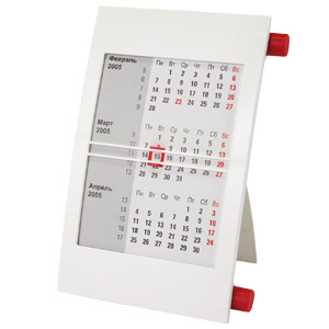 Фото Календарь настольный на 2 года, бело-красный, 18х11 см, пластик/ шелкография, тампопечать «WALZ»