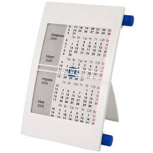 Фото Календарь настольный на 2 года, бело-синий, 18х11 см, пластик/ шелкография, тампопечать «WALZ»