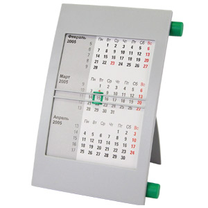 Фото Календарь настольный на 2 года, серо-зеленый, 18х11 см, пластик/ шелкография, тампопечать «WALZ»