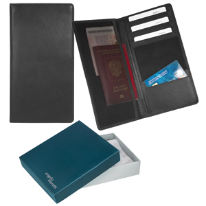 Фото Бумажник путешественника  "Рим",  23х13 см,  кожа, подарочная упаковка (черный)