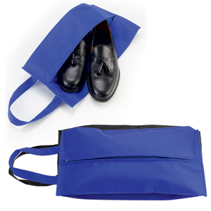 Фото Футляр для обуви на молнии "HAPPY TRAVEL", синий, нетканка , 20*42*15 см, шелкография