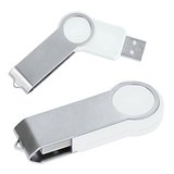 USB flash-карта Swing (4Гб),,белая,6х2,3х1см,металл,пластик и быстродействующие с нанесением