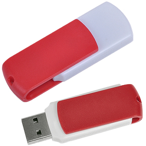 Фото USB flash-карта "Easy" (8Гб),белая с красным, 5,7х1,9х1см,пластик (белый, красный)