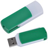 USB flash-карта Easy (8Гб),белая с зеленым, 5,7х1,9х1см,пластик
