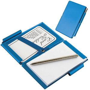 Фото Мемо кейс: записная книжка, визитница, ручка, голубой,  10,3х7,1х0,7 см, металл/ лазерная гравировка, тампопечать