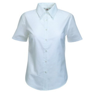 Фото Руб. New Lady-fit Short Sleeve Oxford Shirt, бел._L, 70% х/б, 30% п/э «Fruit»