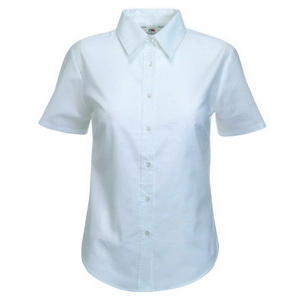 Фото Руб. New Lady-fit Short Sleeve Oxford Shirt, бел._S, 70% х/б, 30% п/э «Fruit»