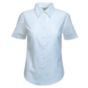 Фото Руб. New Lady-fit Short Sleeve Oxford Shirt, бел._XL, 70% х/б, 30% п/э «Fruit»