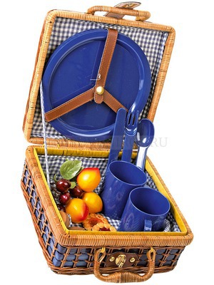 Фото Пикник-сет «Компакт» на 4 персоны с пластиковой посудой (синий, коричневый)