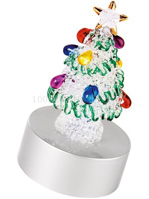 Фото Сказочная новогодняя елка на подставке с меняющей цвет подсветкой (серебристый,разноцветный)