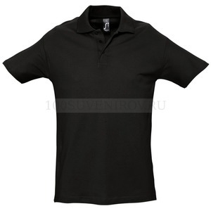 Фото Рубашка поло мужская SPRING 210, черная «Sols», S—XXL см