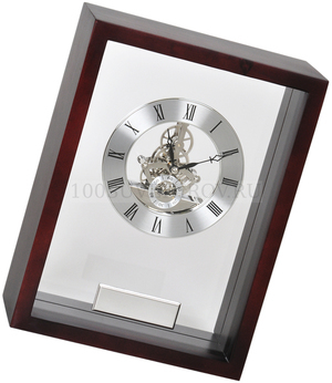 Фото Часы наградные "Скелетон" с шильдом;   21х28 см, дерево/металл/стекло; лазерная гравировка (коричневый)