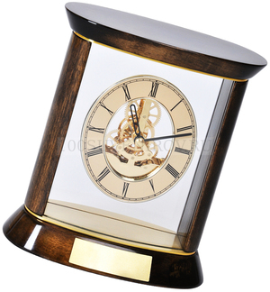 Фото Часы наградные "ПРЕМИУМ" с шильдом;   19,5х20 см, дерево/металл/стекло; лазерная гравировка (коричневый)