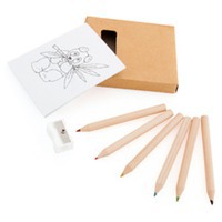 Набор цветных карандашей с раскраской и точилкой, 7,4х9х1,5см, дерево, картон, бумага