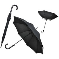 Зонт-трость эксклюзивный Anti Wind, полуавтомат, деревянная ручка, черный; D=103 см