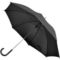 Зонт-трость с пластиковой ручкой, механический; черный; D=103 см; нейлон; шелкография