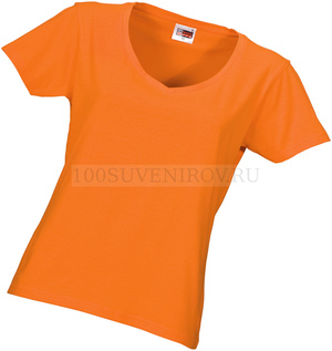 Фото Футболка "Heavy Super Club " женская с V-образным вырезом оранжевый «US Basic»