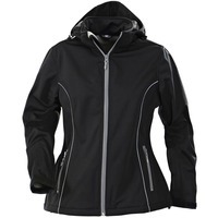 Стеганая осенняя куртка софтшелл женская HANG GLIDING, черная L и короткая модель