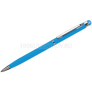 Фото TOUCHWRITER, ручка шариковая со стилусом для сенсорных экранов, голубой/хром, металл