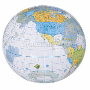 Фото Мяч надувной пляжный "Глобус" (прозрачный, разноцветный)