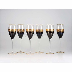 Фото Набор бокалов для шампанского «Несомненный успех» (прозрачный, черный, золотистый)