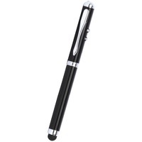 Ручка шариковая черная с фонариком, лазерной указкой и стилусом для емкостного экрана