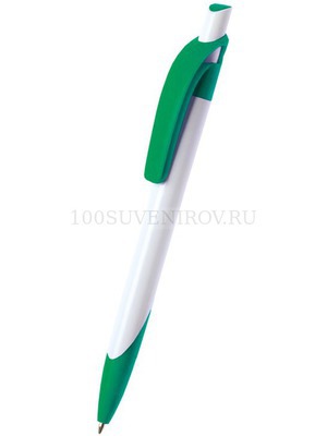Фото Ручка шариковая «Тироль» белая/зеленая (белый, зеленый)