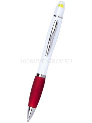 Фото Ручка шариковая с восковым маркером белая/красная (белый,  красный)