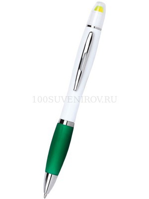 Фото Ручка шариковая с восковым маркером белая/зеленая (белый,  зеленый)