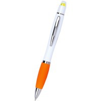 Фотография Ручка шариковая с восковым маркером белая/оранжевая