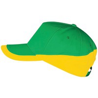Бейсболка Booster 5 клиньев, желтый, зеленый,  100% хлопок с начесом, 260г/м2