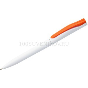 Фото Ручка шариковая Pin, белая с оранжевым «Open»